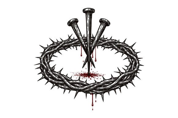 Crown of Thorns Nails Blood: A Bold Graphic for T-Shirt Designs