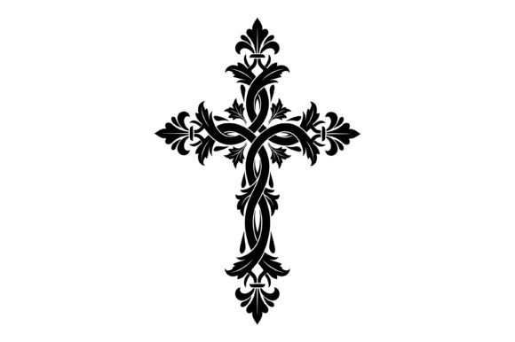 Elegant T-Shirt Designs: Ornate Floral Cross Graphics