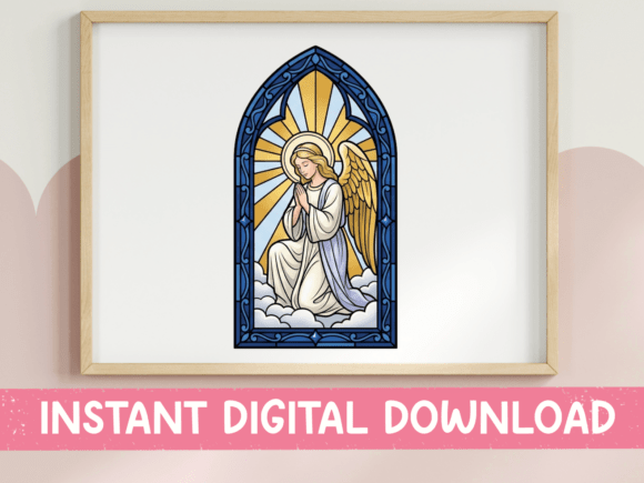 Praying Angel Stained Glass SVG for T-Shirt Designs and Graphics