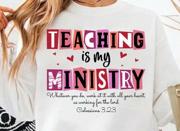 Retro Christian Teacher PNG Graphics for T-Shirt Designs